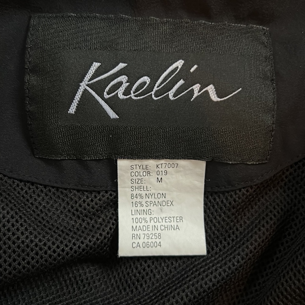 Kaelin Black Sport Jacket / Windbreaker Front-Zip EUC Size: M - Picture 4 of 6